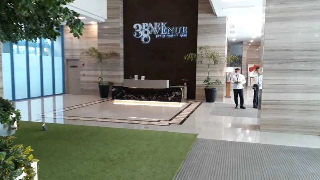 High-ceiling grand lobby of 38 Park Avenue condominium in Cebu IT Park, Cebu City