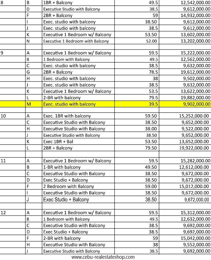 pearl condo price list 1