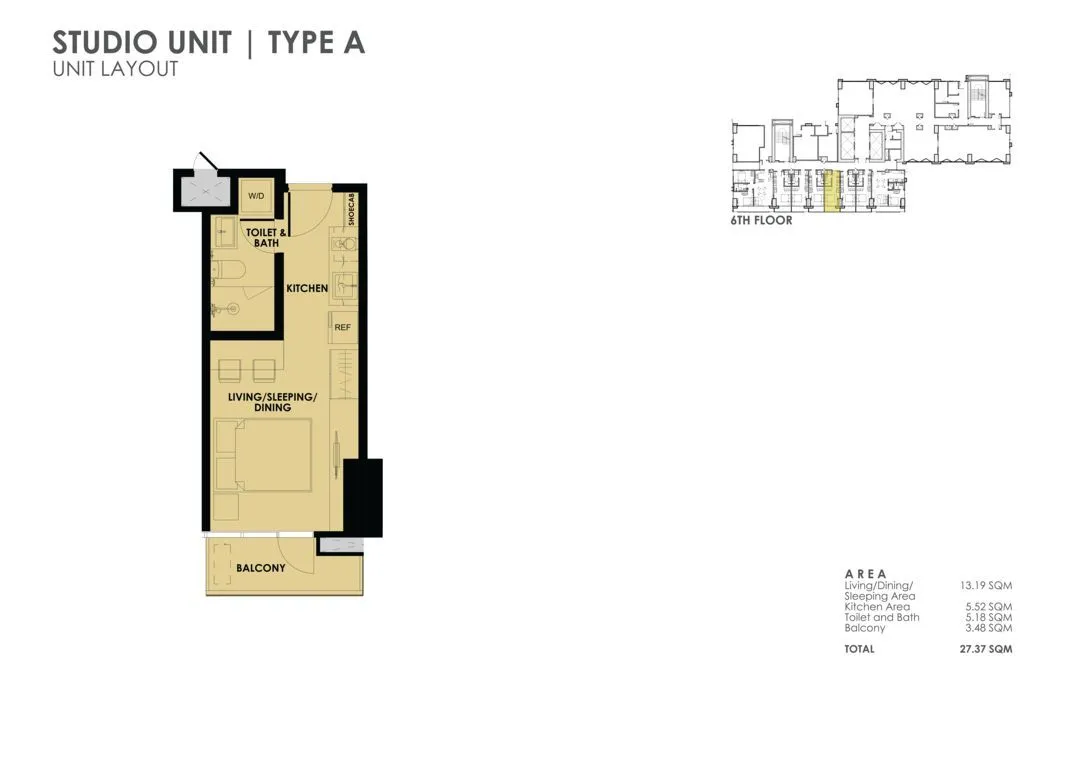 the wave towers studio with balcony for sale